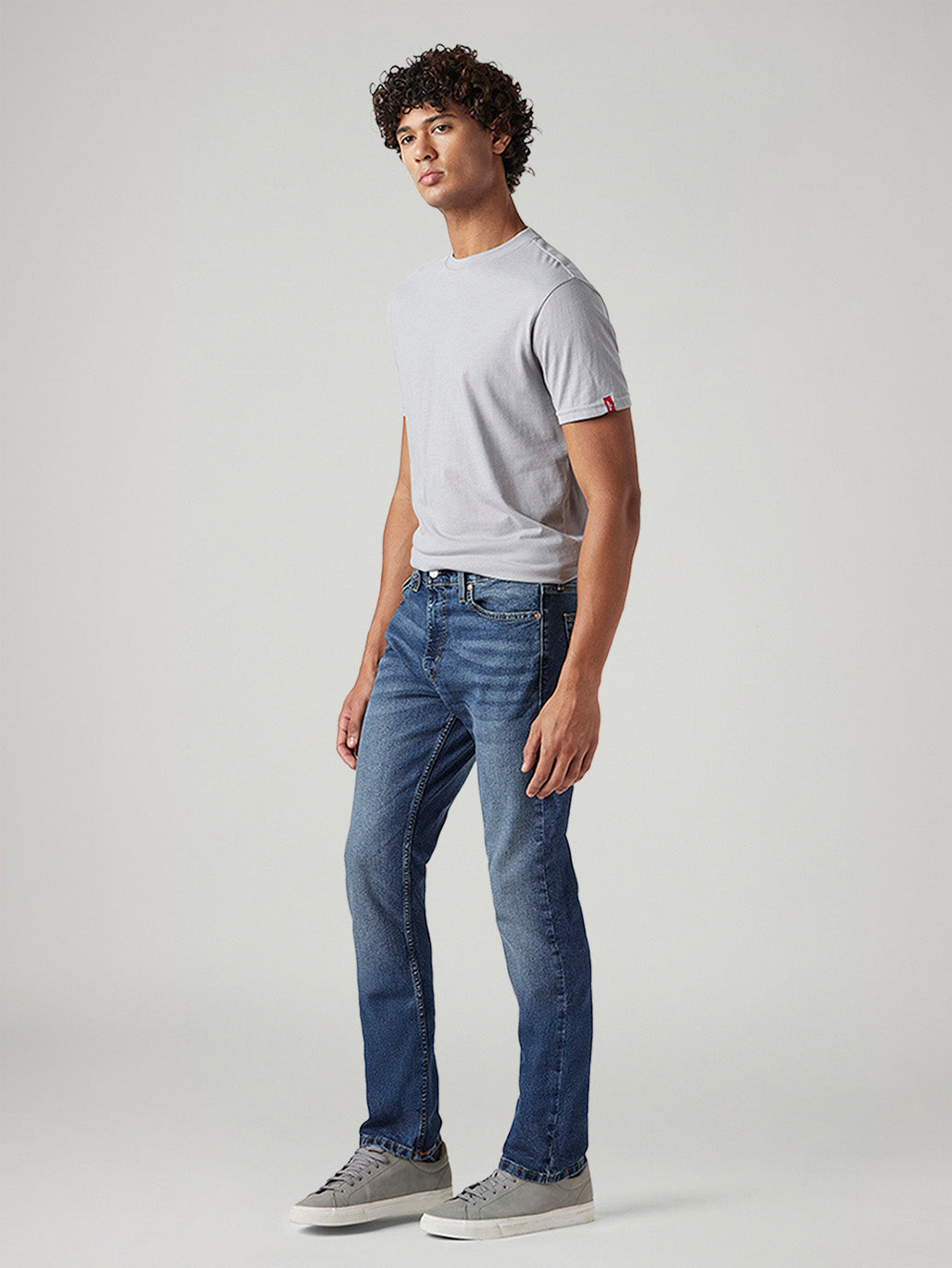 Men's 513 Blue Slim Straight Fit Mid Rise Jeans - Side View