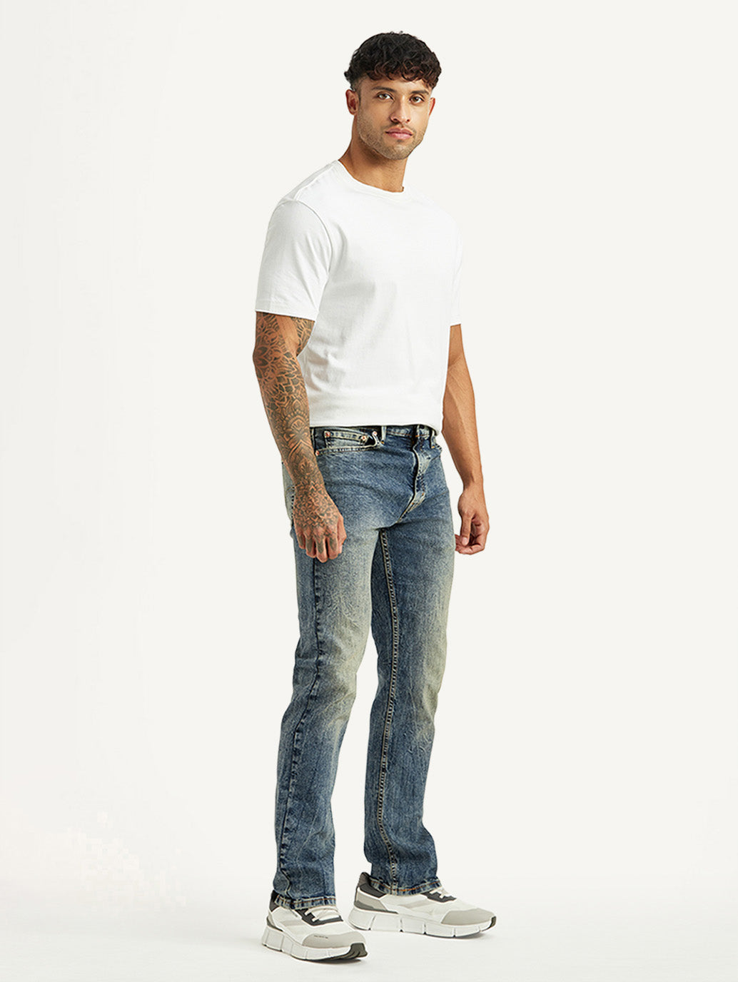 Men's Tinted 513 Med Indigo Slim Tapered Fit Mid Rise Jeans - Side View