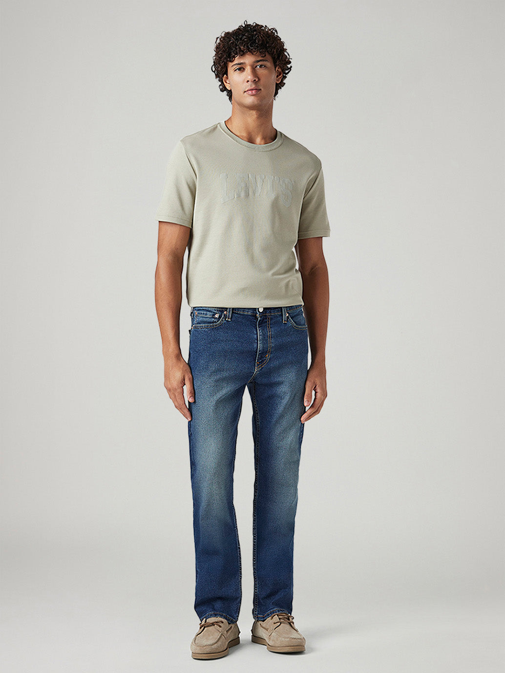 Men's 513 Blue Slim Straight Fit Mid Rise Jeans - Front View