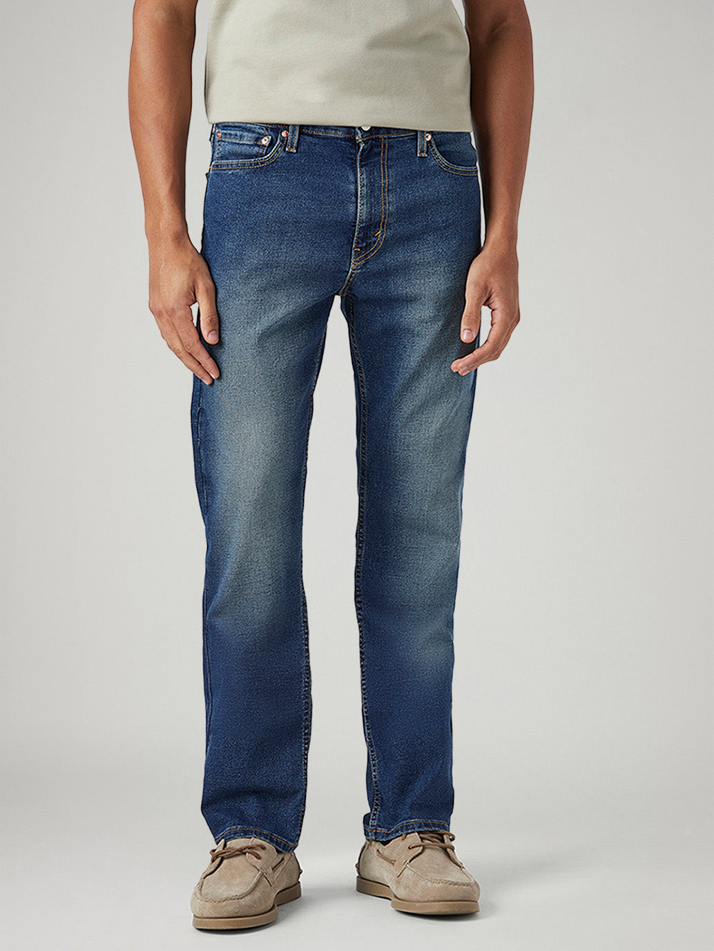 Men's 513 Blue Slim Straight Fit Mid Rise Jeans - Front View
