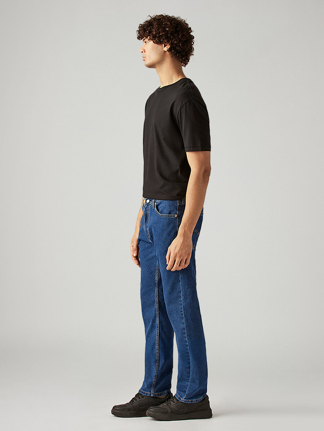 Men's 513 Blue Slim Straight Fit Mid Rise Jeans - Side View