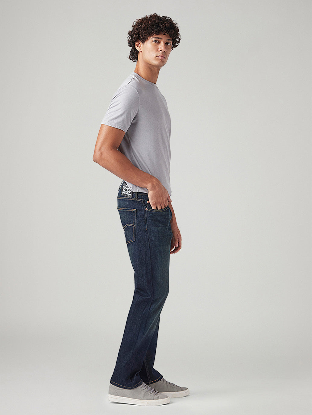 Men's 513 Dark Indigo Slim Straight Fit Mid Rise Tinted Jeans - Side View