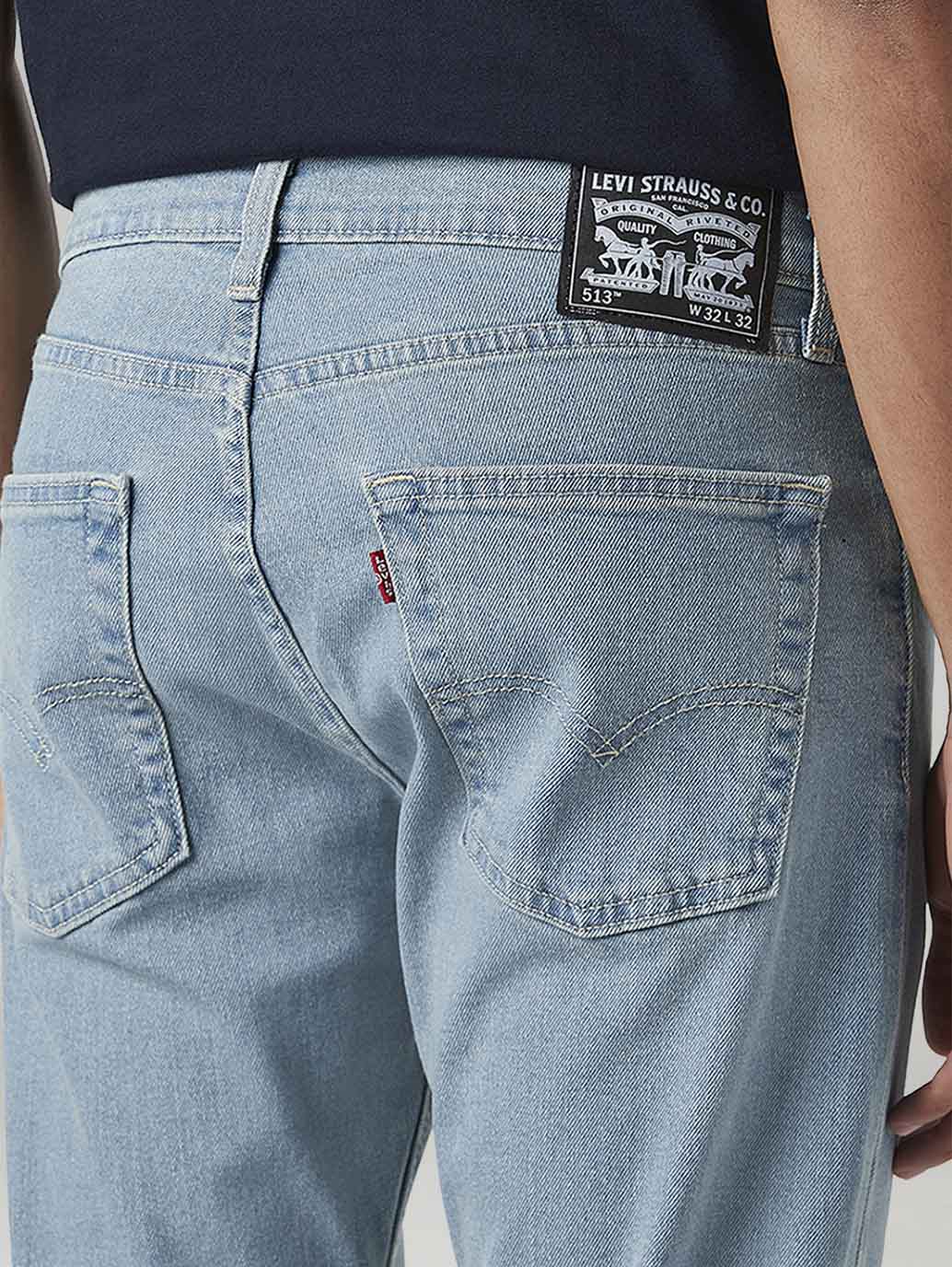 Men's 513 Light Blue Slim Straight Fit Mid Rise Tinted Jeans - Detail View