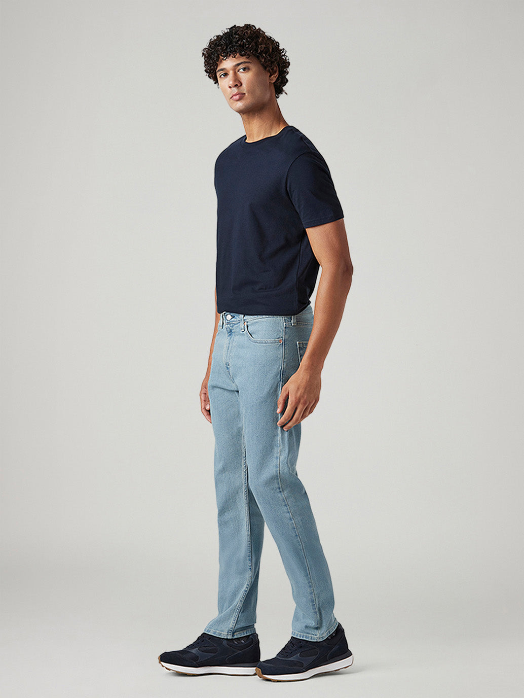 Men's 513 Light Blue Slim Straight Fit Mid Rise Tinted Jeans - Side View