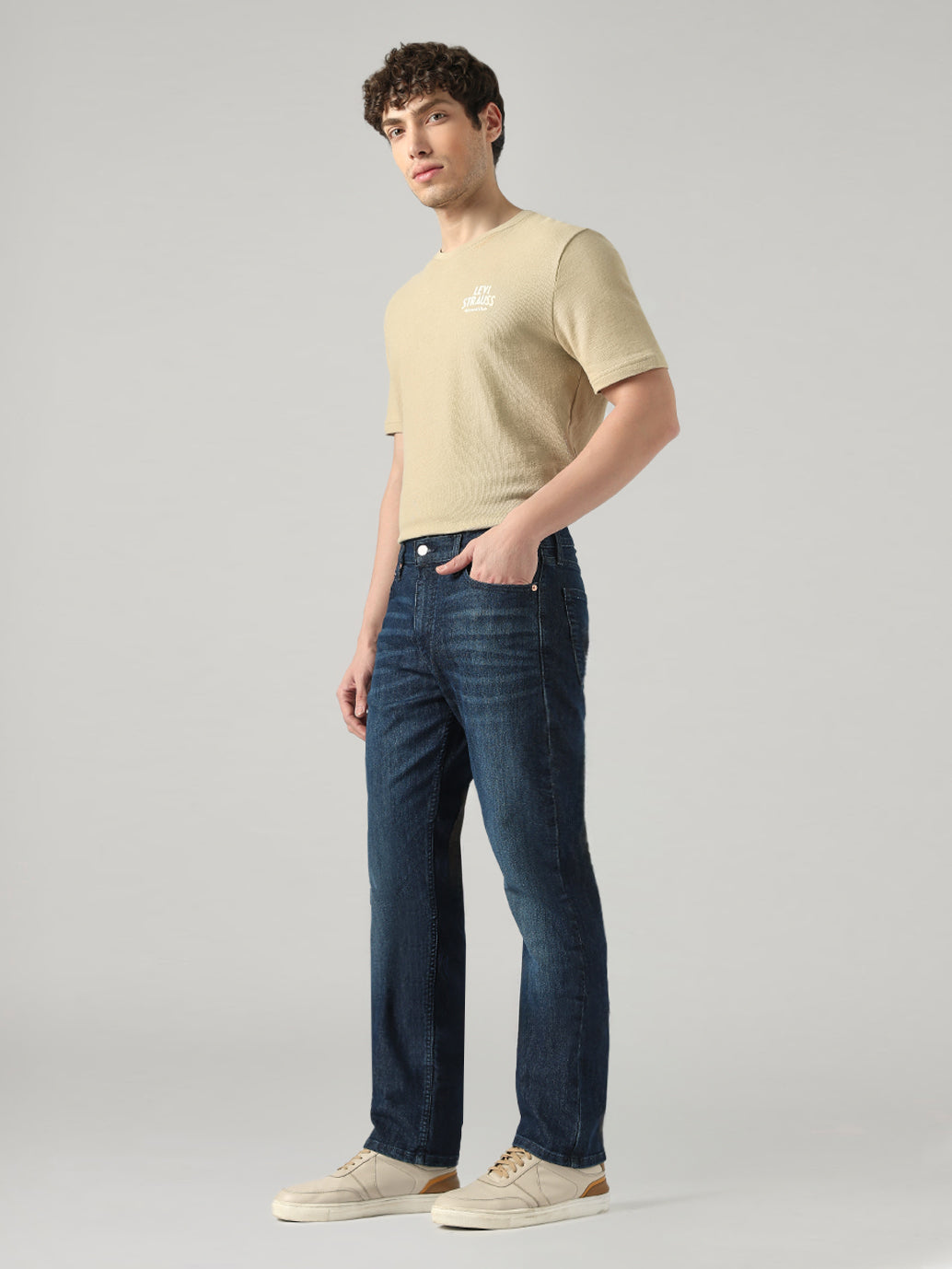 Men's 513 Dark Blue Slim Straight Fit Mid Rise Jeans - 04 View