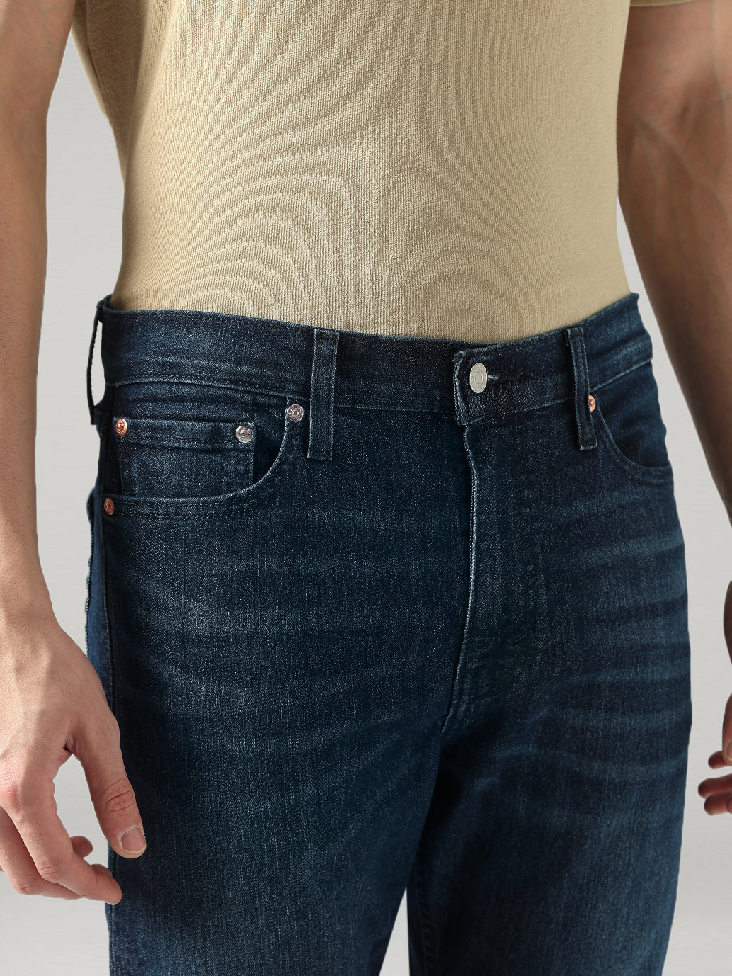 Men's 513 Dark Blue Slim Straight Fit Mid Rise Jeans - 06 View