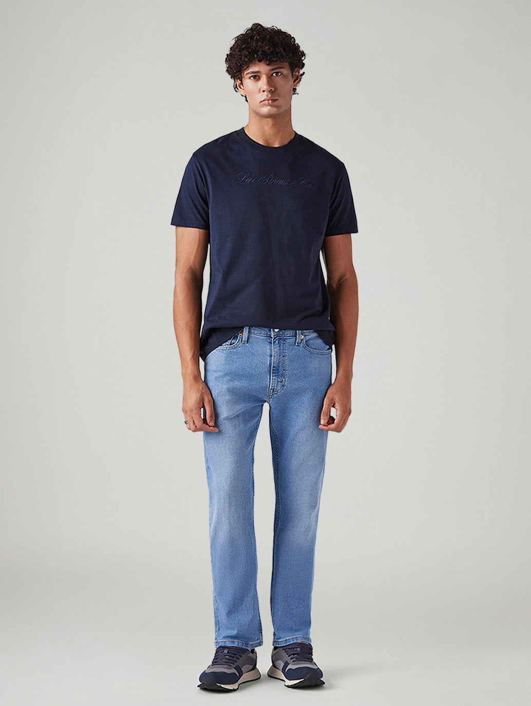 Men's 513 Light Blue Slim Straight Fit Mid Rise Jeans - Styleshot View