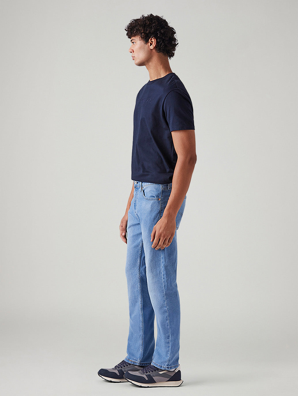 Men's 513 Light Blue Slim Straight Fit Mid Rise Jeans - Side View