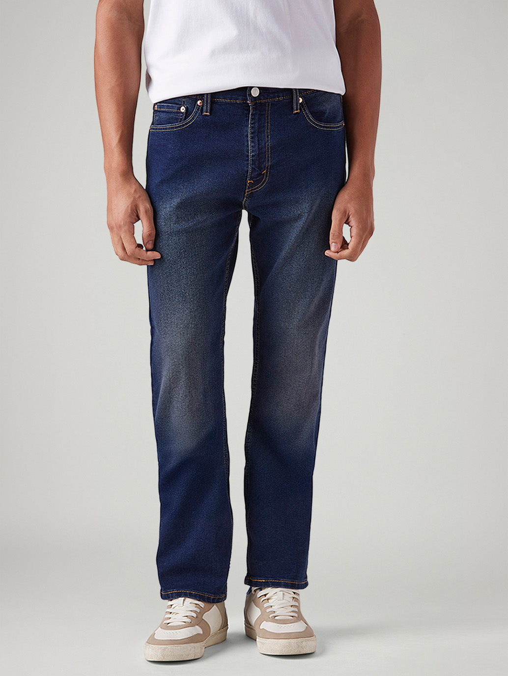 Men's 513 Dark Blue Slim Straight Fit Mid Rise Tinted Jeans - Front View
