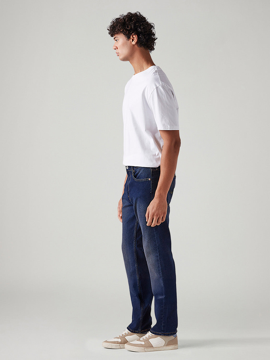 Men's 513 Dark Blue Slim Straight Fit Mid Rise Tinted Jeans - Side View