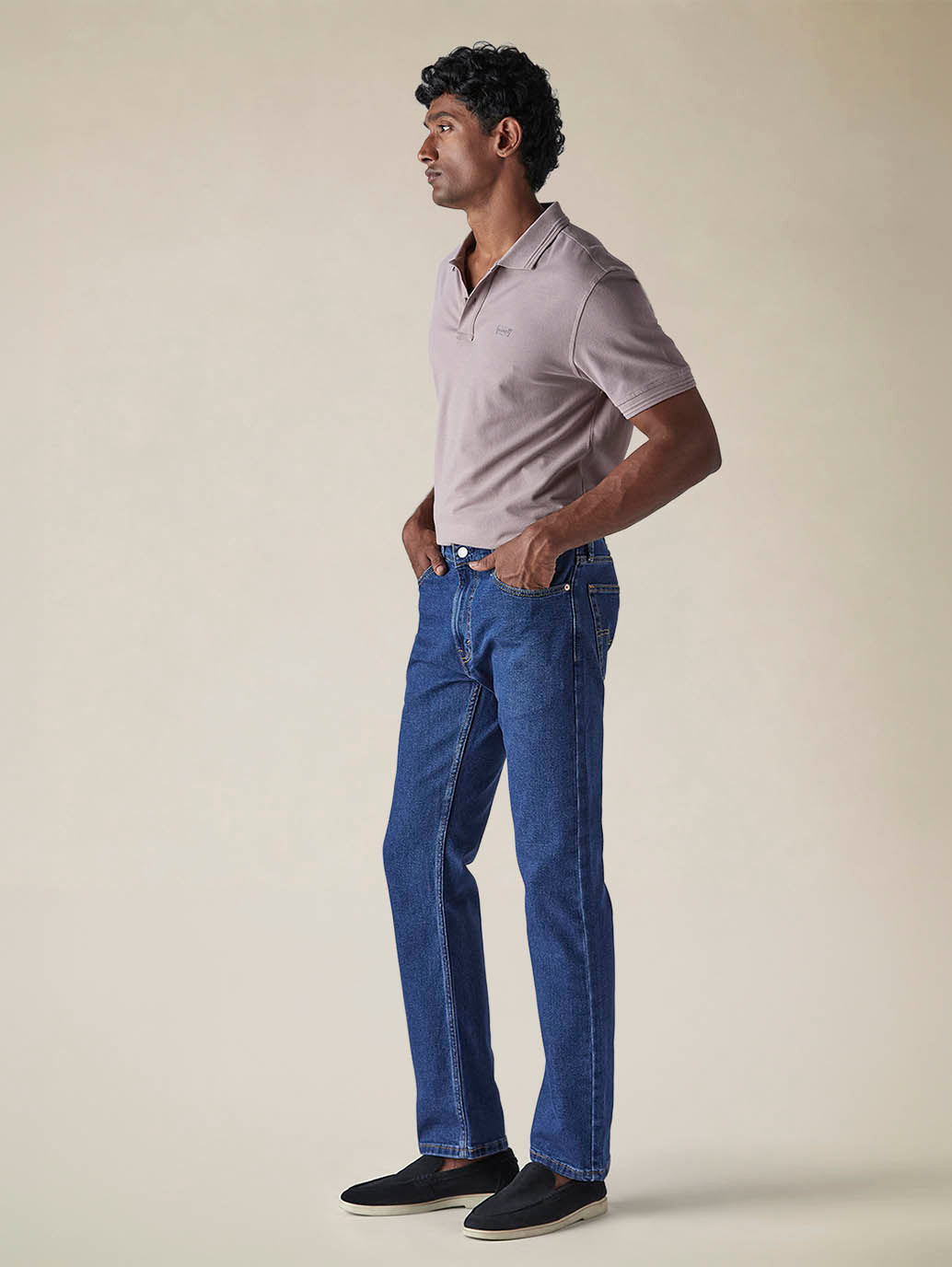 Mens 513 Mid Rise Slim Straight Fit Cotton Stretch Blend Jeans - Side View