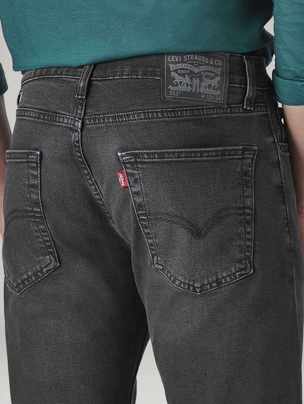 Men's 513 Mid Rise Slim Straight Fit Cotton Stretch Blend Jeans - Detail View