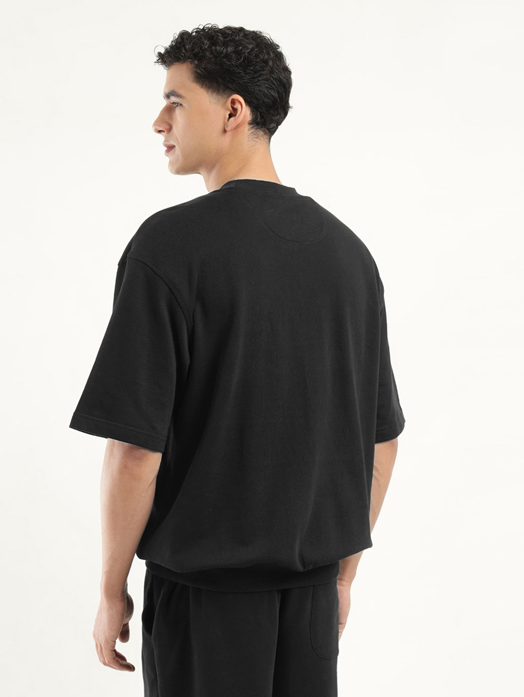 Men's Graphic Black Crew Neck T-shirt - Back View