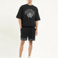Men's Graphic Black Crew Neck T-shirt - ModelFront View