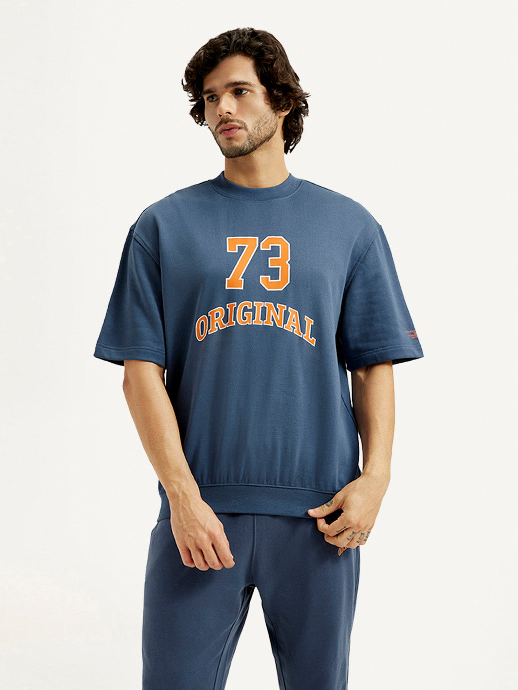 Men's Printed Round Neck Sweatshirt - Front View