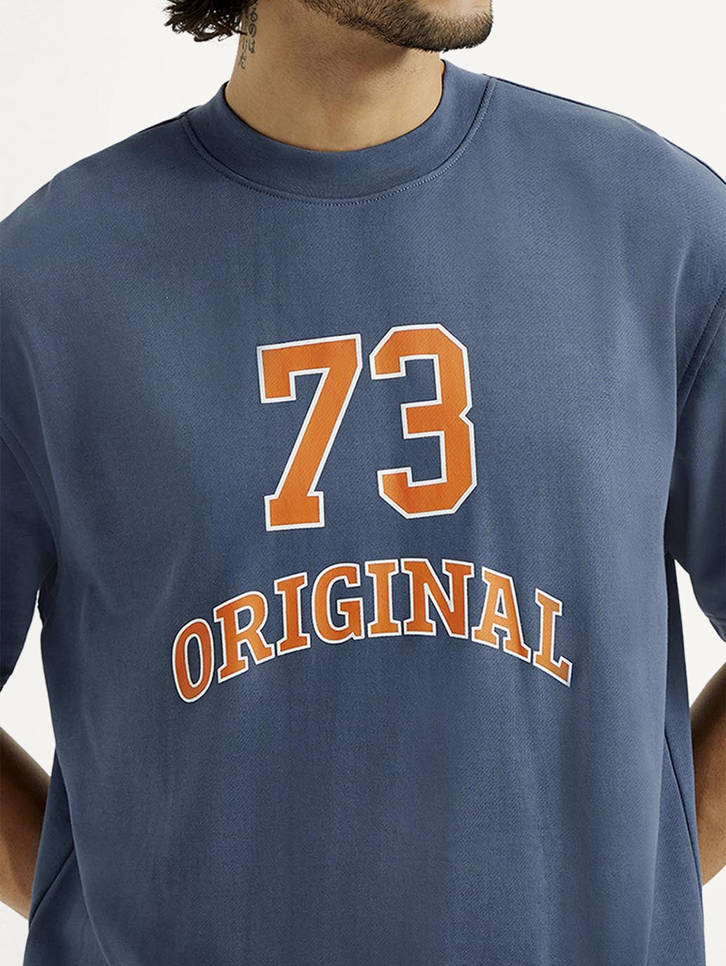 Men's Printed Round Neck Sweatshirt - Detail View
