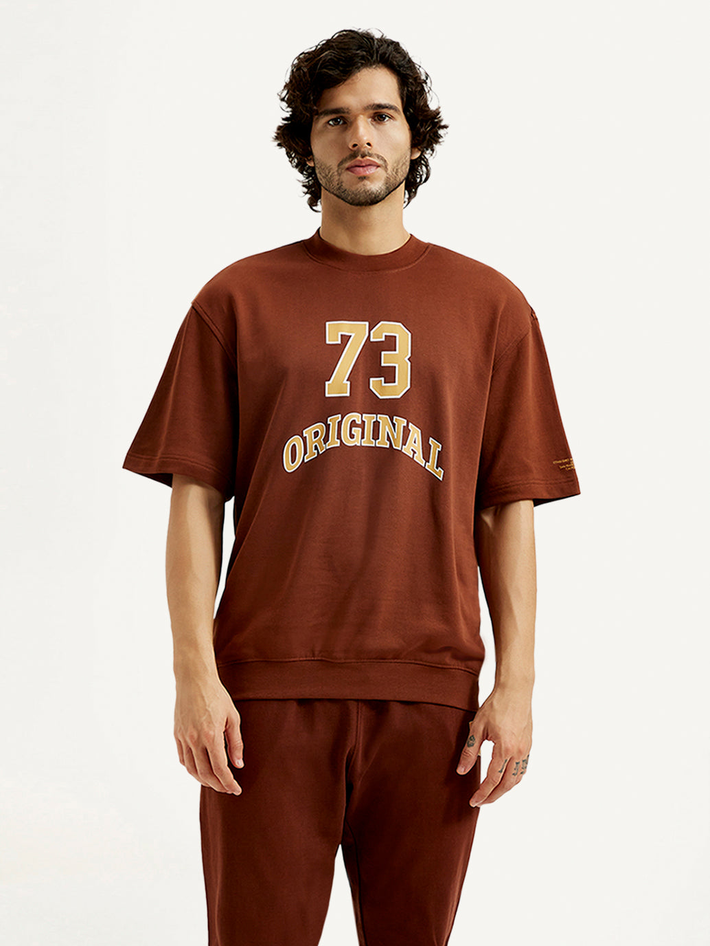 Men's Printed Round Neck Sweatshirt - Front View