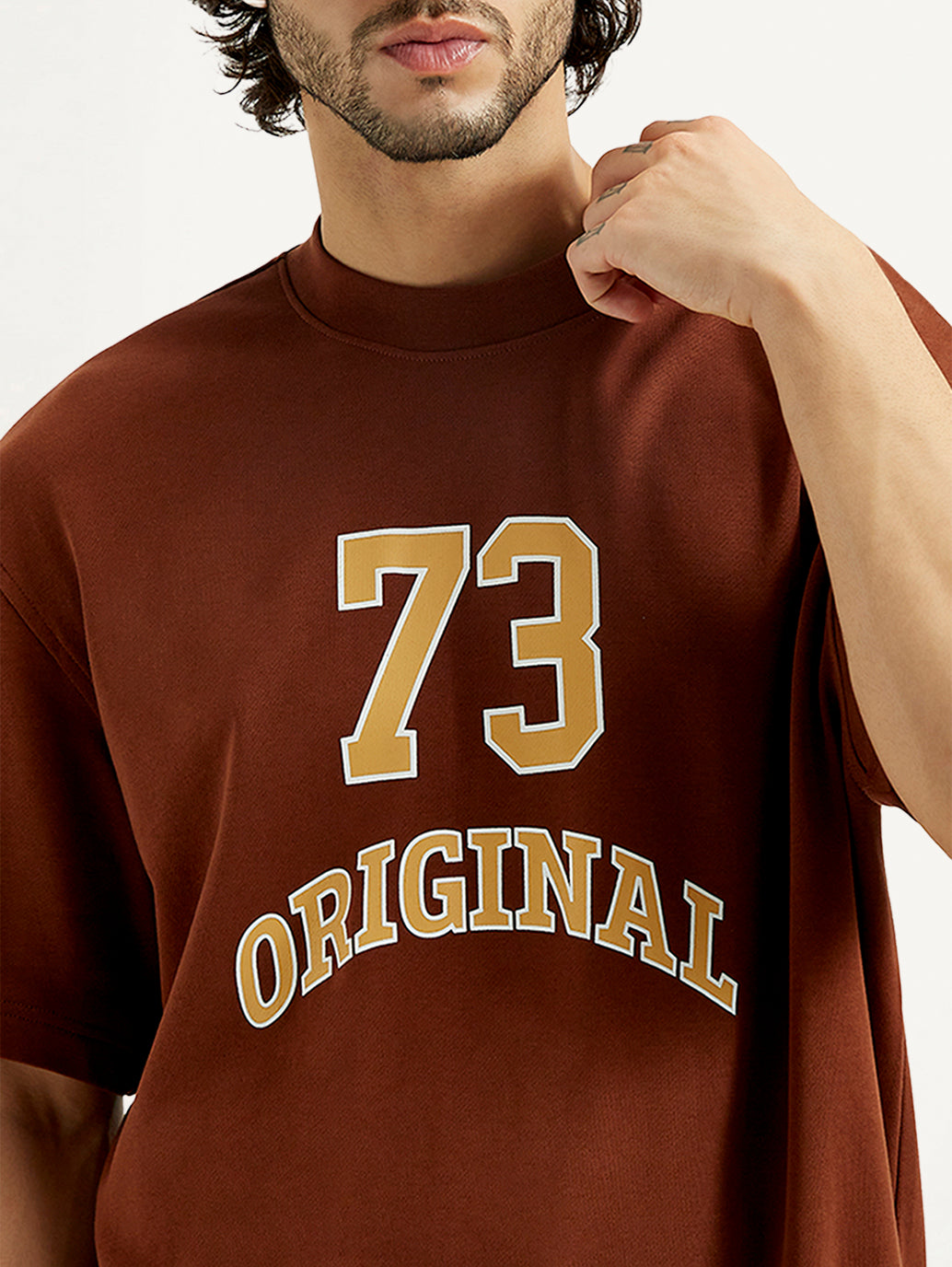 Men's Printed Round Neck Sweatshirt - Detail View