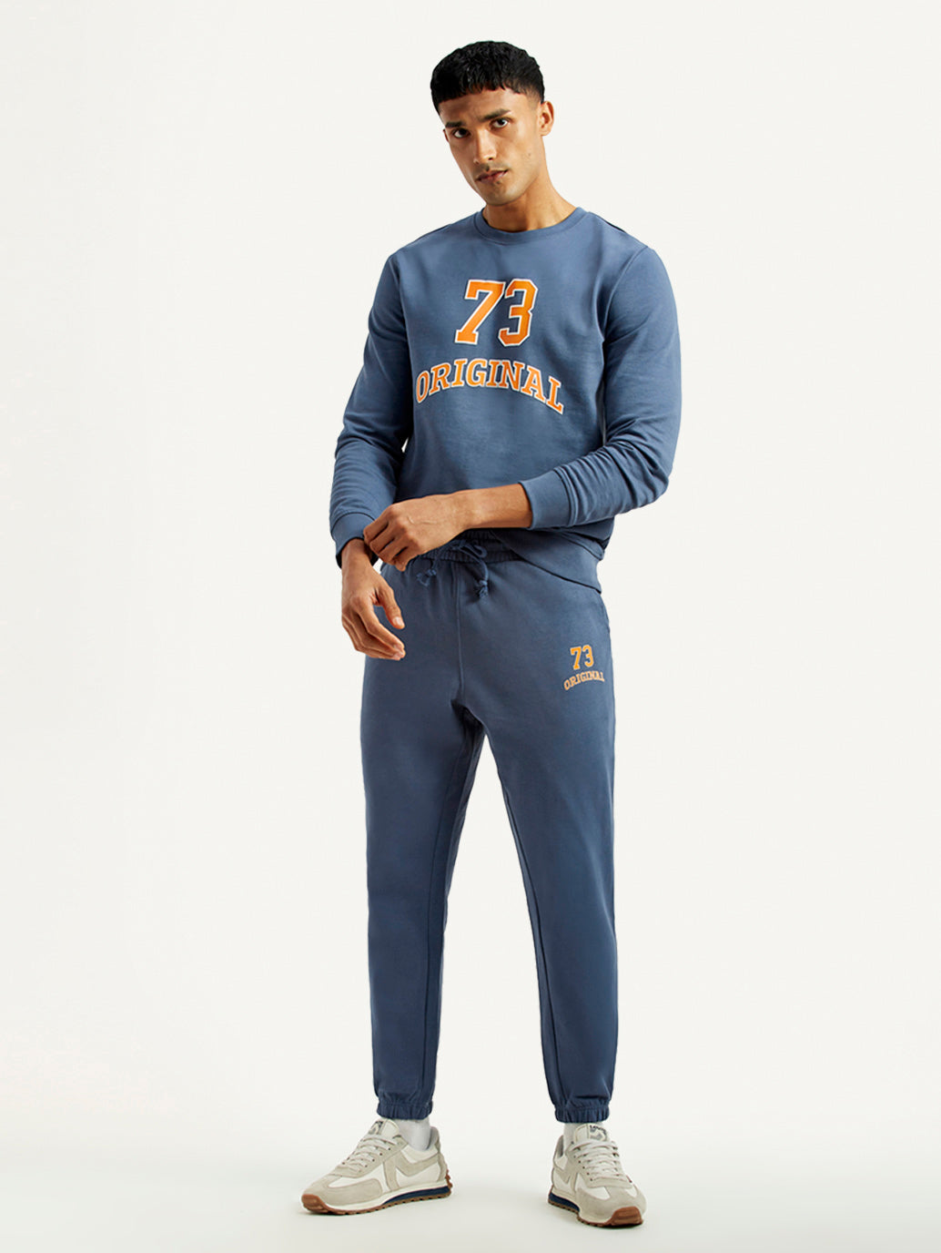 Men's Graphic Blue Crew Neck Co-Ord Set - Styleshot View