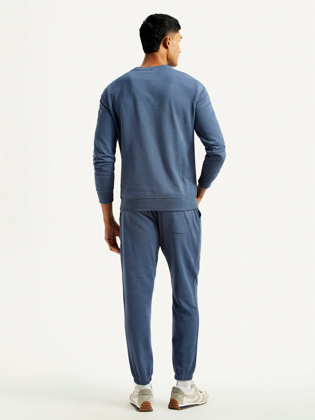 Men's Graphic Blue Crew Neck Co-Ord Set - Back View