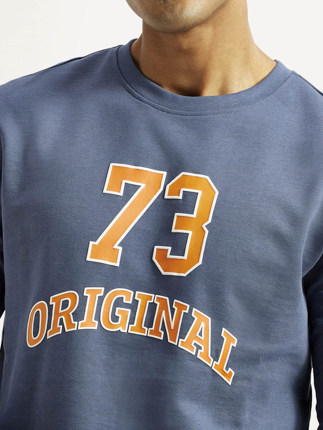 Men's Graphic Blue Crew Neck Co-Ord Set - Detail View