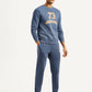 Men's Graphic Blue Crew Neck Co-Ord Set - Side View