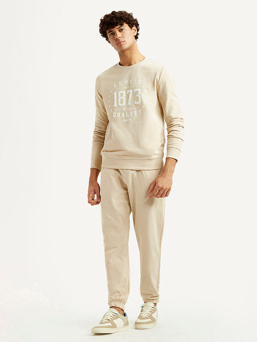 Men's Beige Regular Fit Co-Ord Set