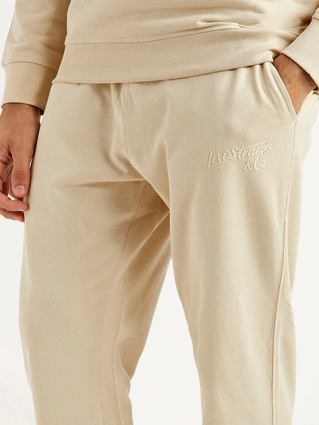 Men's Beige Regular Fit Co-Ord Set - Front View
