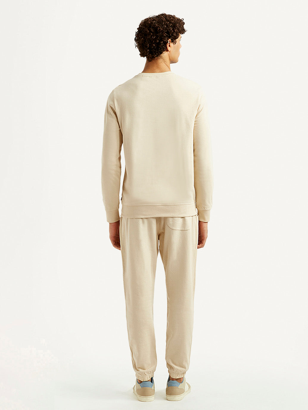 Men's Beige Regular Fit Co-Ord Set - Back View