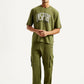 Men's Typography Olive Crew Neck Co-Ord Set - Front View
