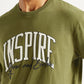 Men's Typography Olive Crew Neck Co-Ord Set - Detail View