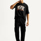 Men's Typography Black Crew Neck Co-Ord Set - Styleshot View