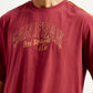 Men's Typography Maroon Crew Neck Co-Ord Set - Detail View