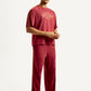 Men's Typography Maroon Crew Neck Co-Ord Set - Side View
