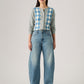 Women's Indigo Barrel Loose Fit Mid Rise Jeans - Front View