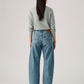 Women's Indigo Barrel Loose Fit Mid Rise Jeans - Back View