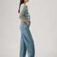 Women's Indigo Barrel Loose Fit Mid Rise Jeans - Side View