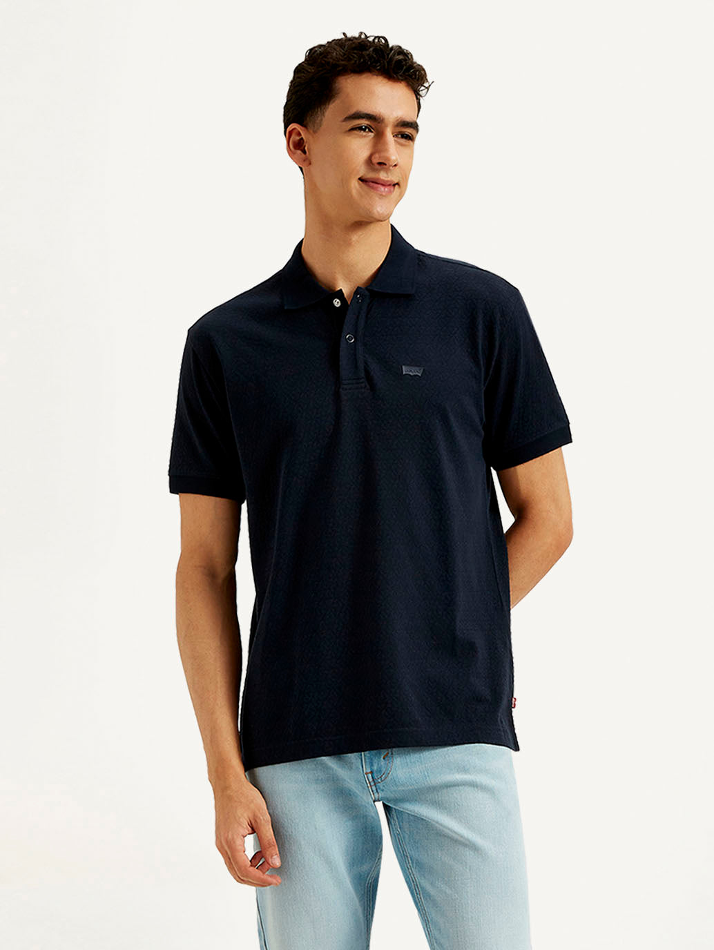 Men's Solid Slim Fit Polo T-shirt - Front View
