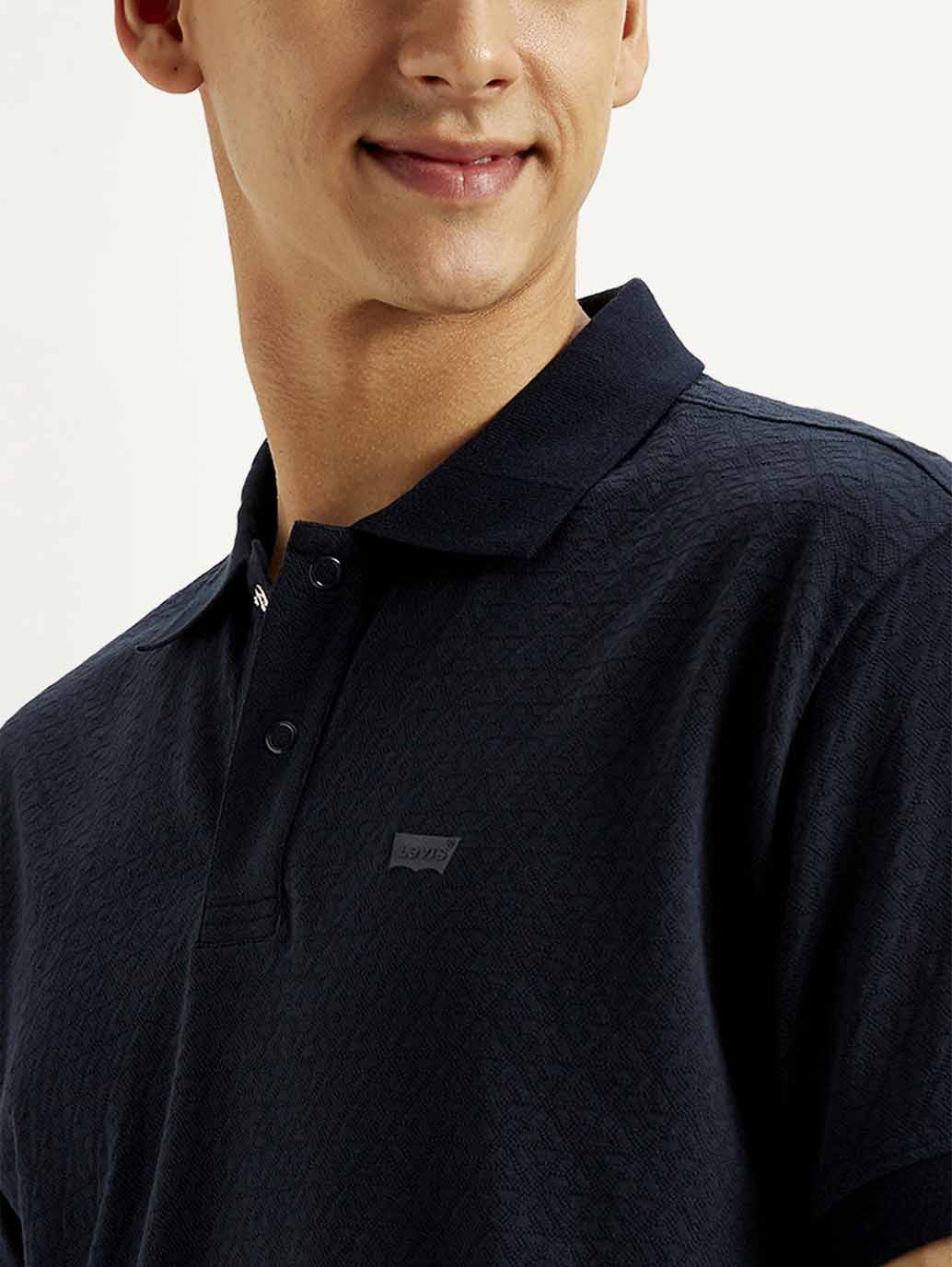 Men's Solid Slim Fit Polo T-shirt - Detail View