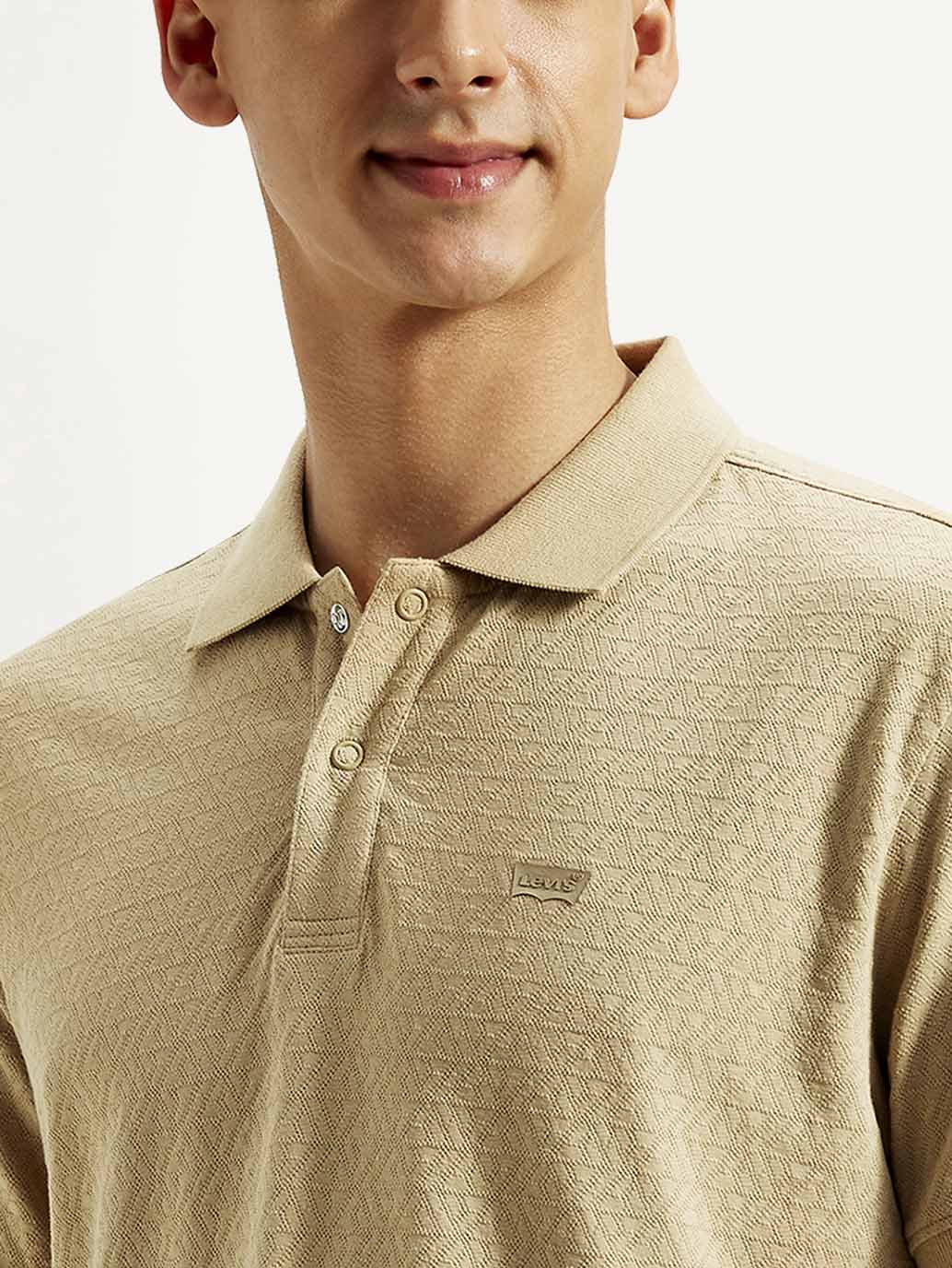 Men's Geometric Slim Fit Polo T-shirt - Detail View