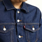 Men's Solid Dark Blue Spread Collar Denim Jacket - Detail View