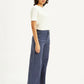 Women's Navy Blue Vintage Chino Wideleg Fit High Rise Jeans - Side View