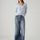 Women's 318 Dark Indigo Shaping Wide Leg Fit Mid Rise Redloop Jeans - Styleshot View