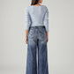 Women's 318 Dark Indigo Shaping Wide Leg Fit Mid Rise Redloop Jeans - Back View