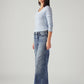 Women's 318 Dark Indigo Shaping Wide Leg Fit Mid Rise Redloop Jeans - Side View