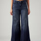 Women's 318 Dark Indigo Shaping Wide Leg Fit Mid Rise Redloop Jeans - Front View