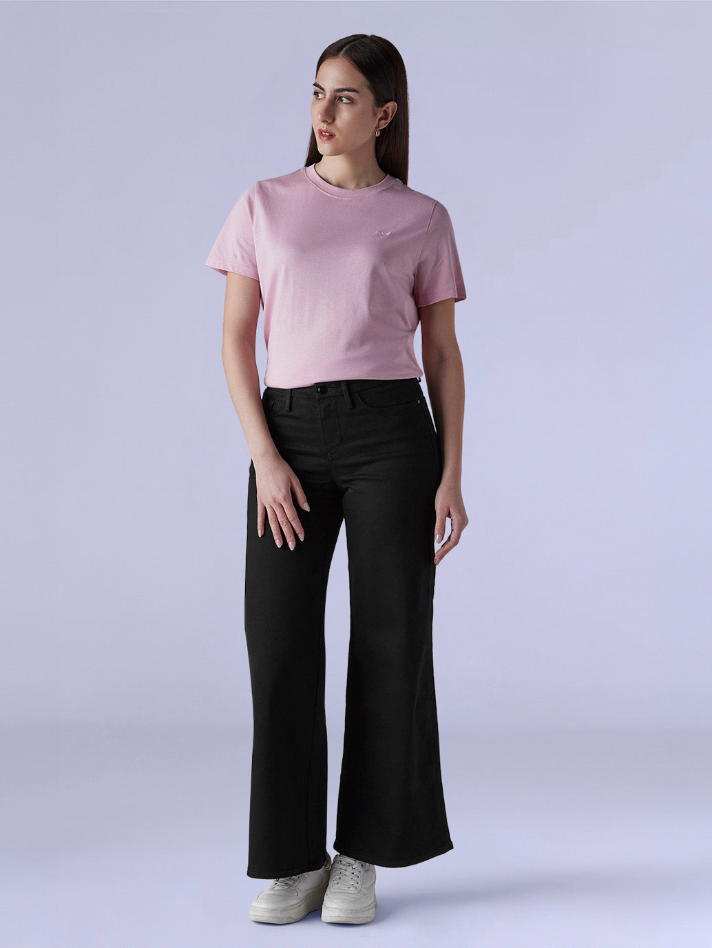 Women's 318 Black Wide Leg Fit Mid Rise Redloop Jeans