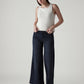 Women's 318 Dark Indigo Shaping Wide Leg Fit Mid Rise Redloop Jeans - Styleshot View
