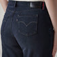 Women's 318 Dark Indigo Shaping Wide Leg Fit Mid Rise Redloop Jeans - Detail View