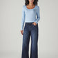 Women's 318 Dark Blue Shaping Wide Leg Fit Mid Rise Redloop Jeans - Front View
